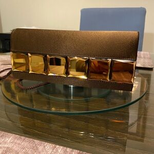 Chic Brown Clutch with Gold Embellishments